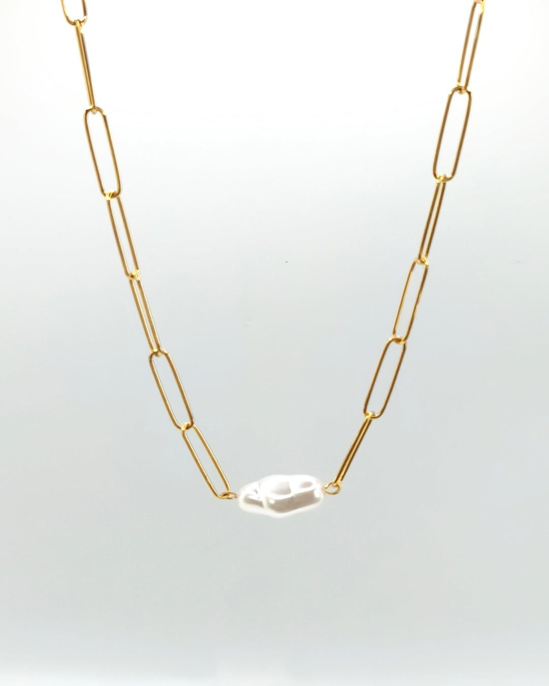 Prestance - collier trombone grosse perle présentation