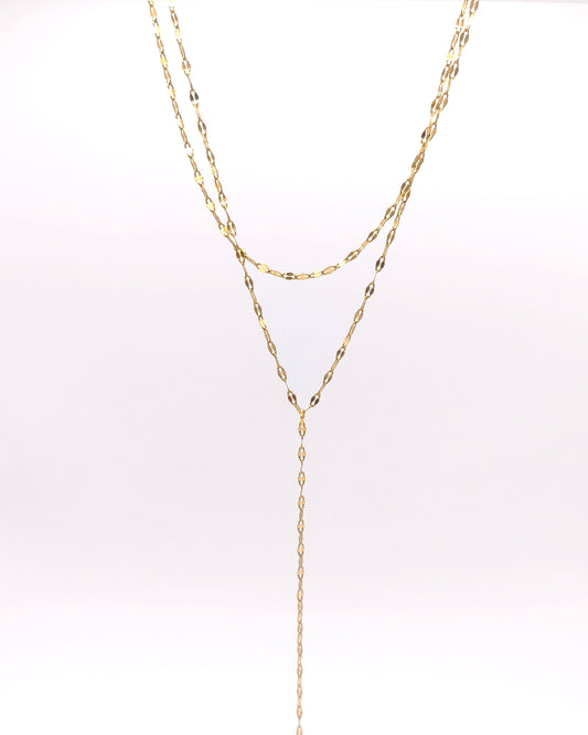 Souplesse - collier Y double maille pépite présentation