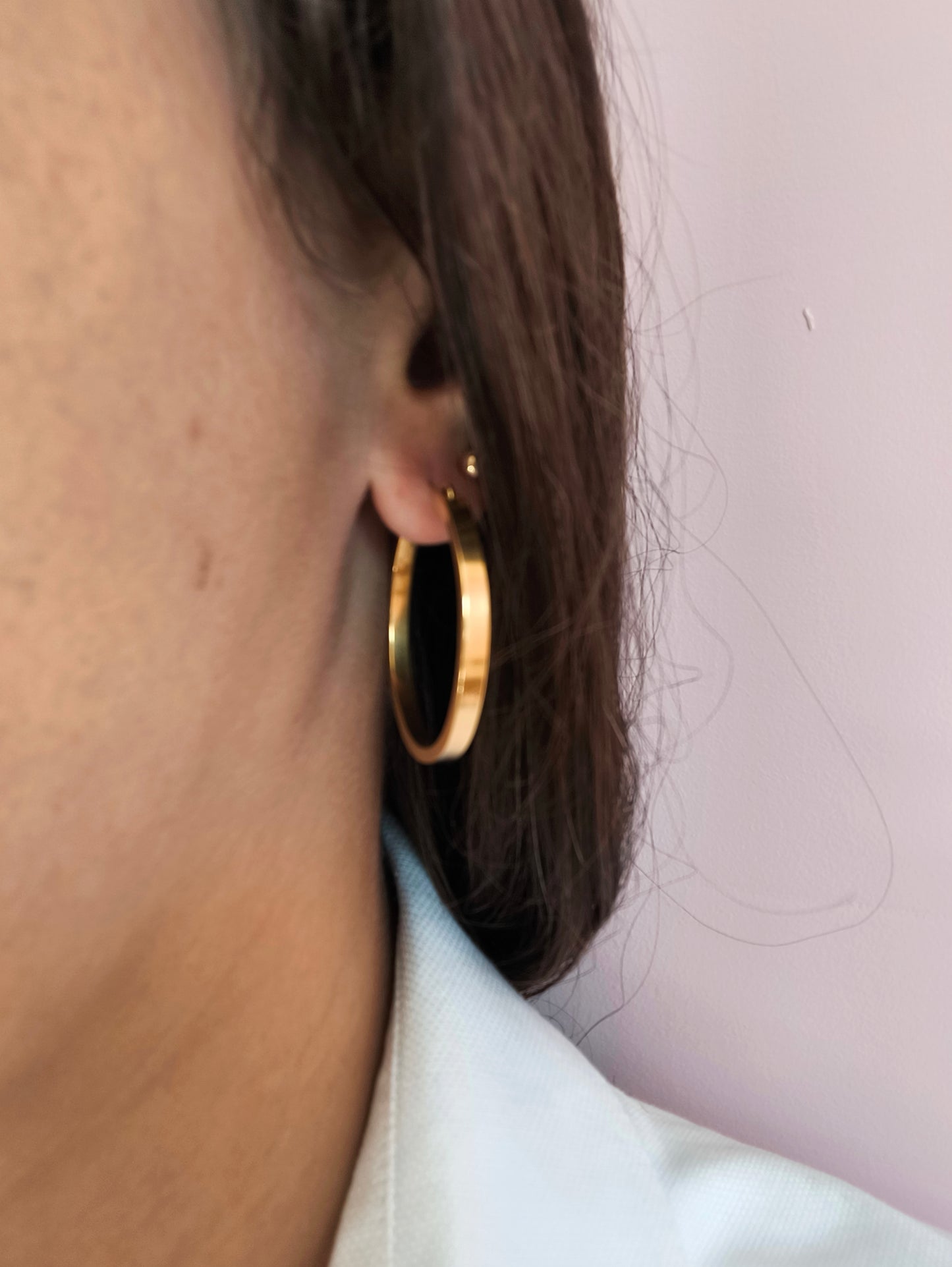 Majesté | Boucles d'oreilles créoles plates 32mm