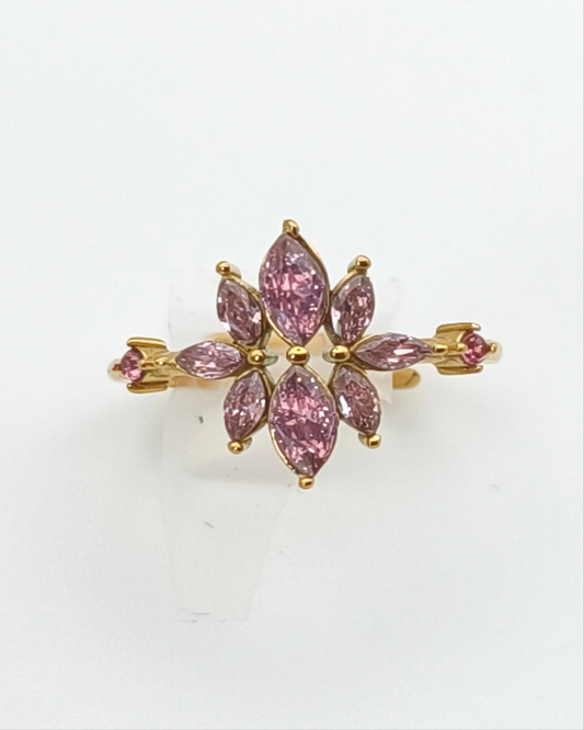Céleste - bague étoile zirconium rose présentation