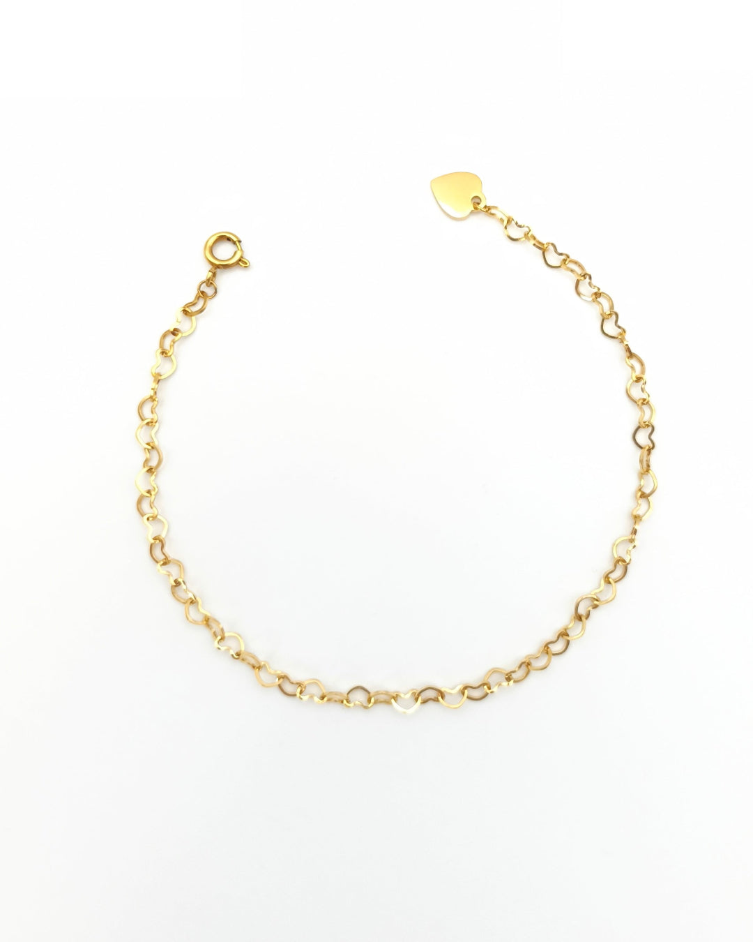 Charme - bracelet chaine de cœurs présentation doré