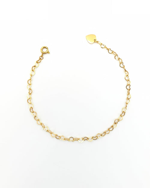 Charme - bracelet chaine de cœurs présentation doré