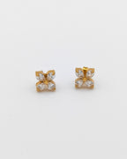 Etoile - boucles d'oreilles bouton fleur zircon presentation