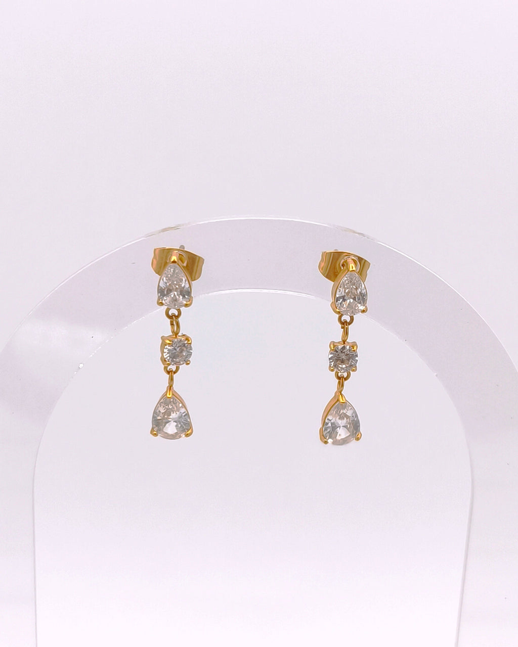 Glow - boucles d'oreilles pendantes 3 zircons présentation