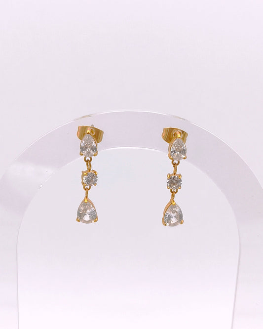Glow - boucles d'oreilles pendantes 3 zircons présentation