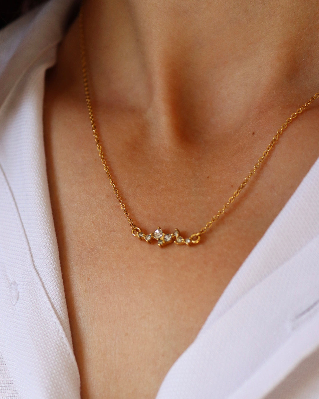 Light - collier nuage zirconium porté doré