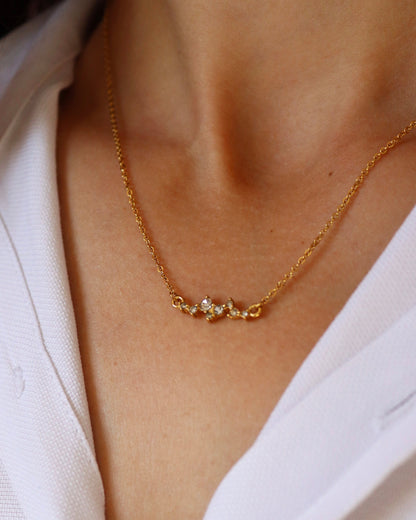 Light - collier nuage zirconium porté doré