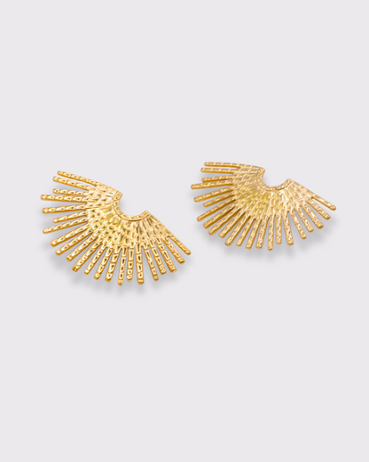 Phoenix boucles d'oreilles doré en acier inoxydable présentation