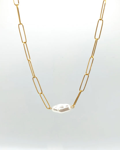 Prestance - collier trombone grosse perle présentation