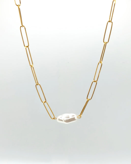 Prestance - collier trombone grosse perle présentation