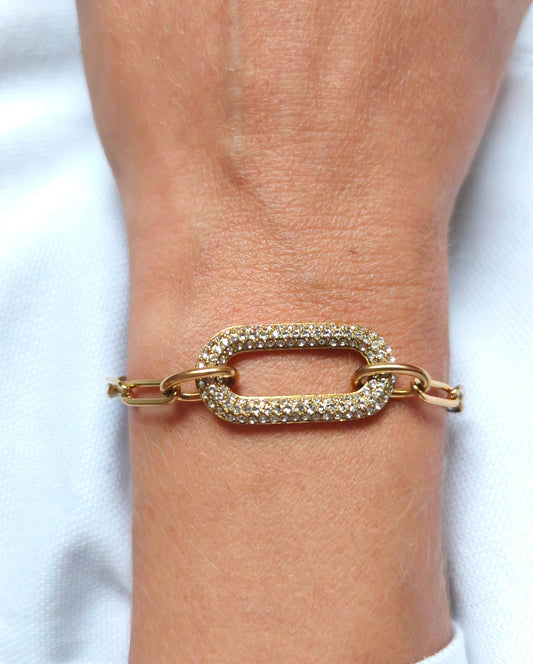 Princesse - bracelet trombone zirconium porté doré