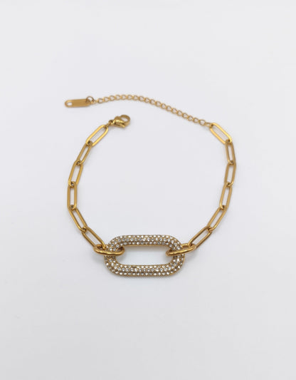 Princesse - bracelet trombone zirconium présentation doré