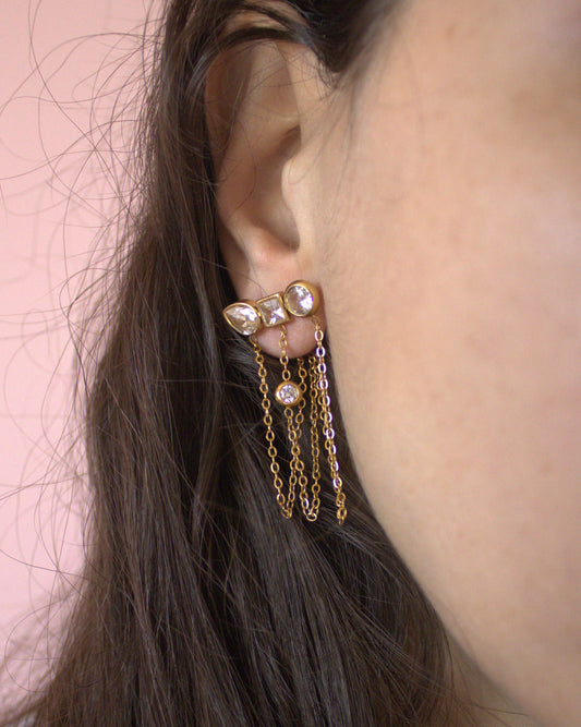 Promise - boucles d'oreilles chaines pendantes zirconportées