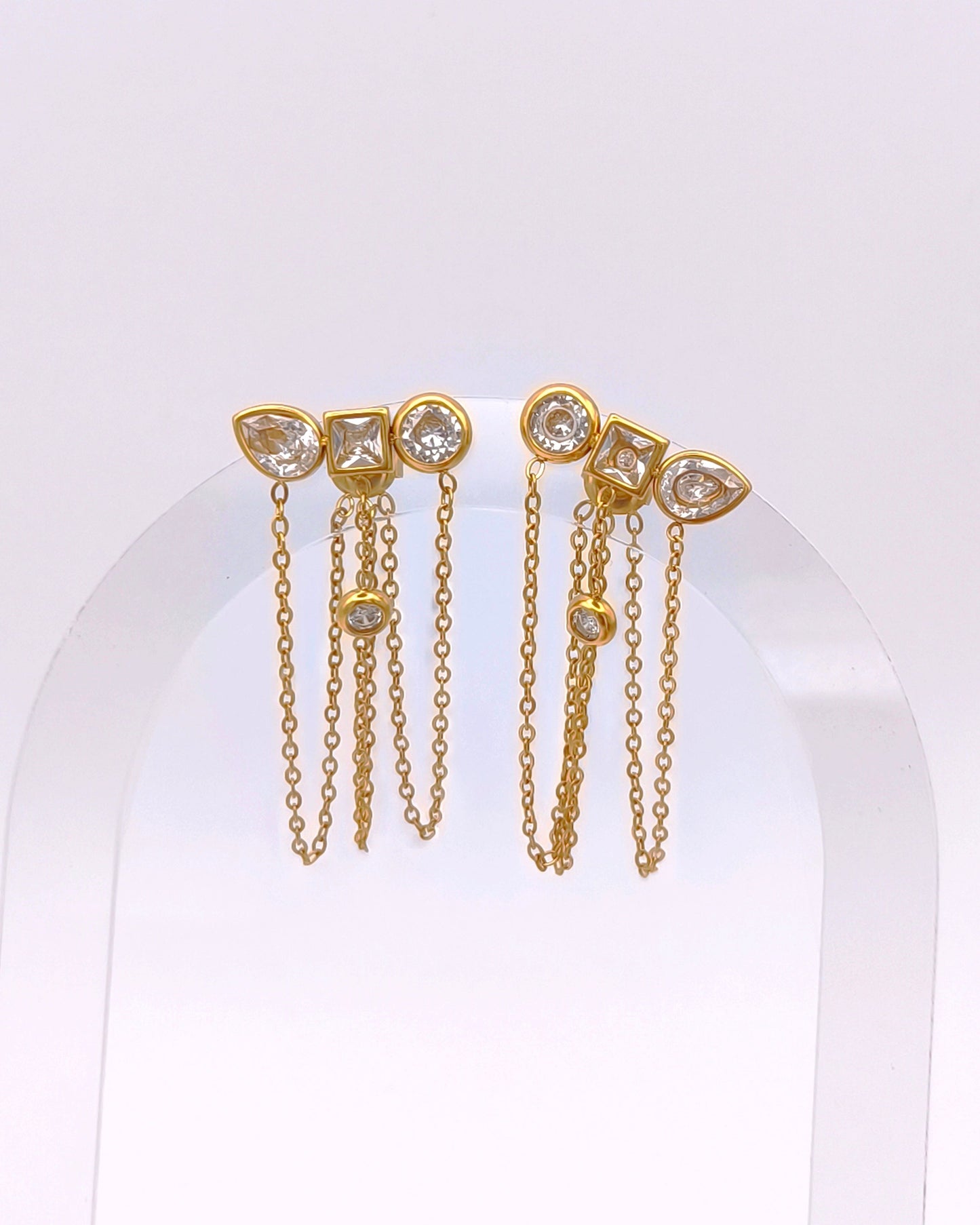 Promise - boucles d'oreilles chaines pendantes zircon presentation