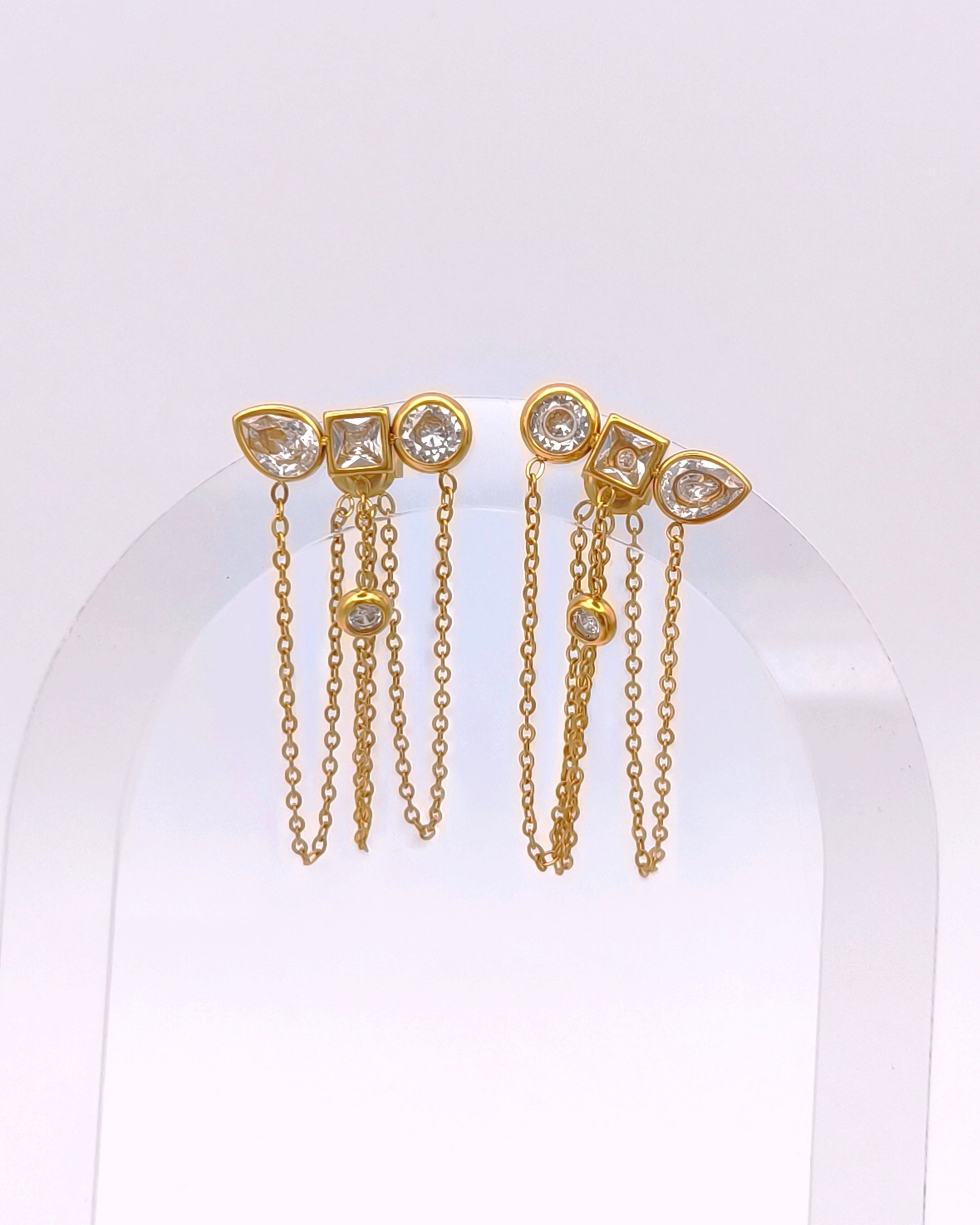 Promise - boucles d'oreilles chaines pendantes zircon presentation