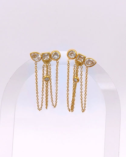 Promise - boucles d'oreilles chaines pendantes zircon presentation