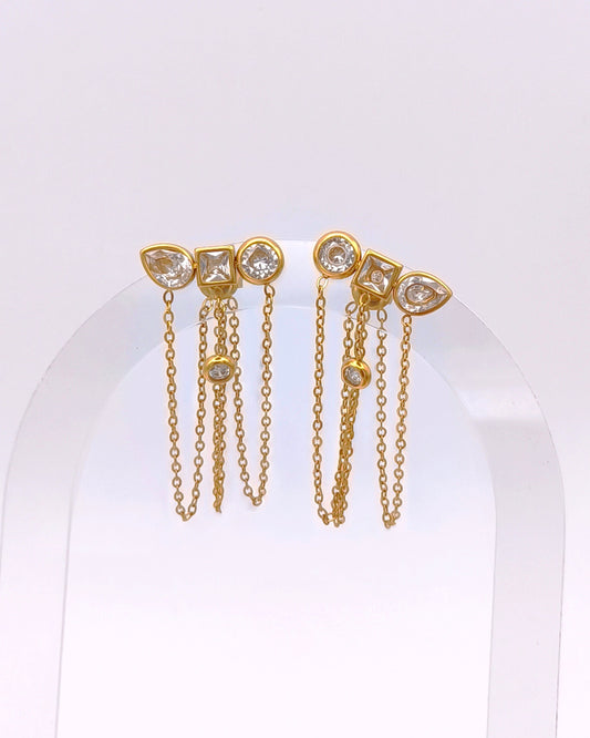 Promise - boucles d'oreilles chaines pendantes zircon presentation