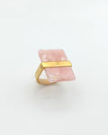 Royale - bague rectangle rose présentation