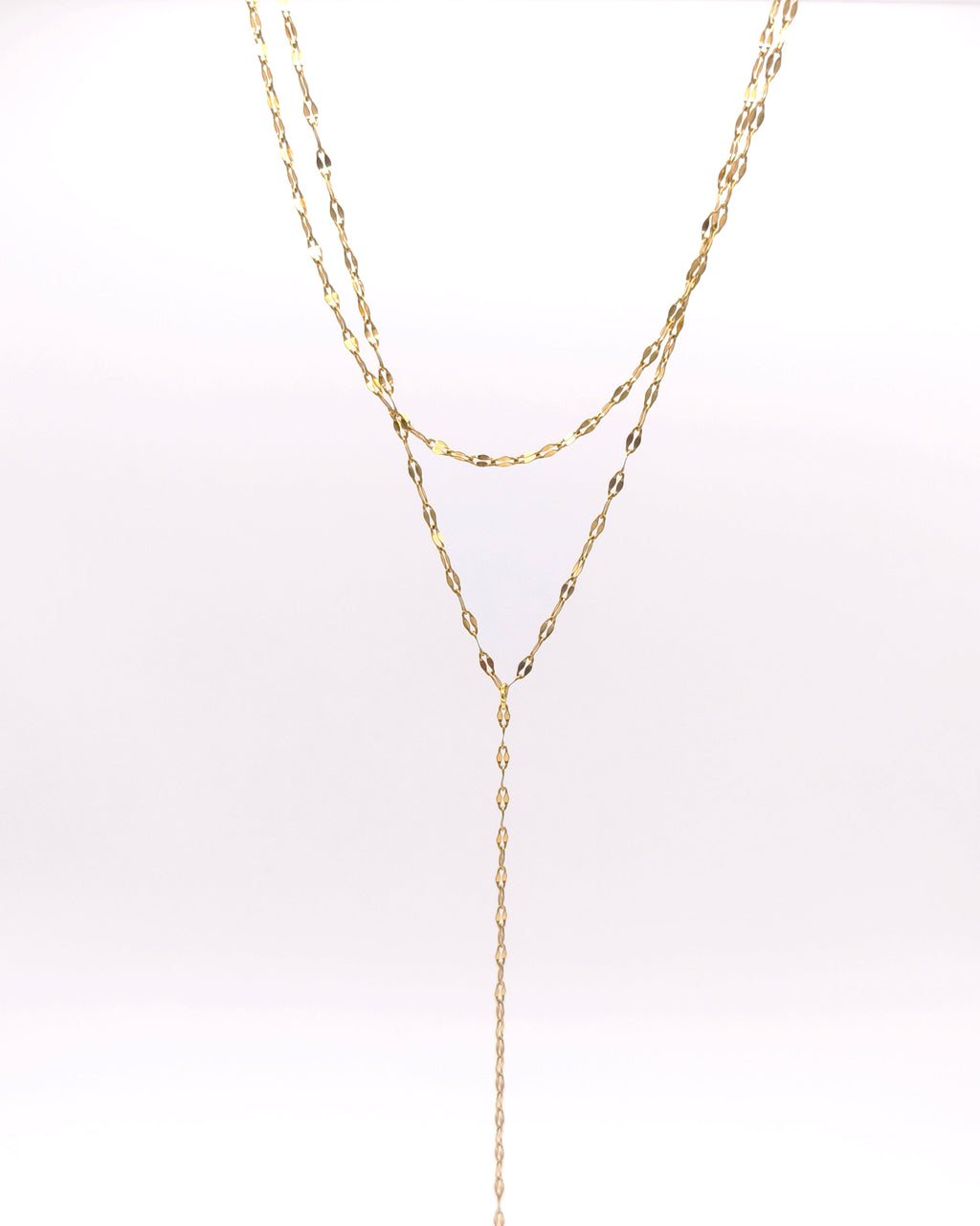 Souplesse - collier Y double maille pépite présentation