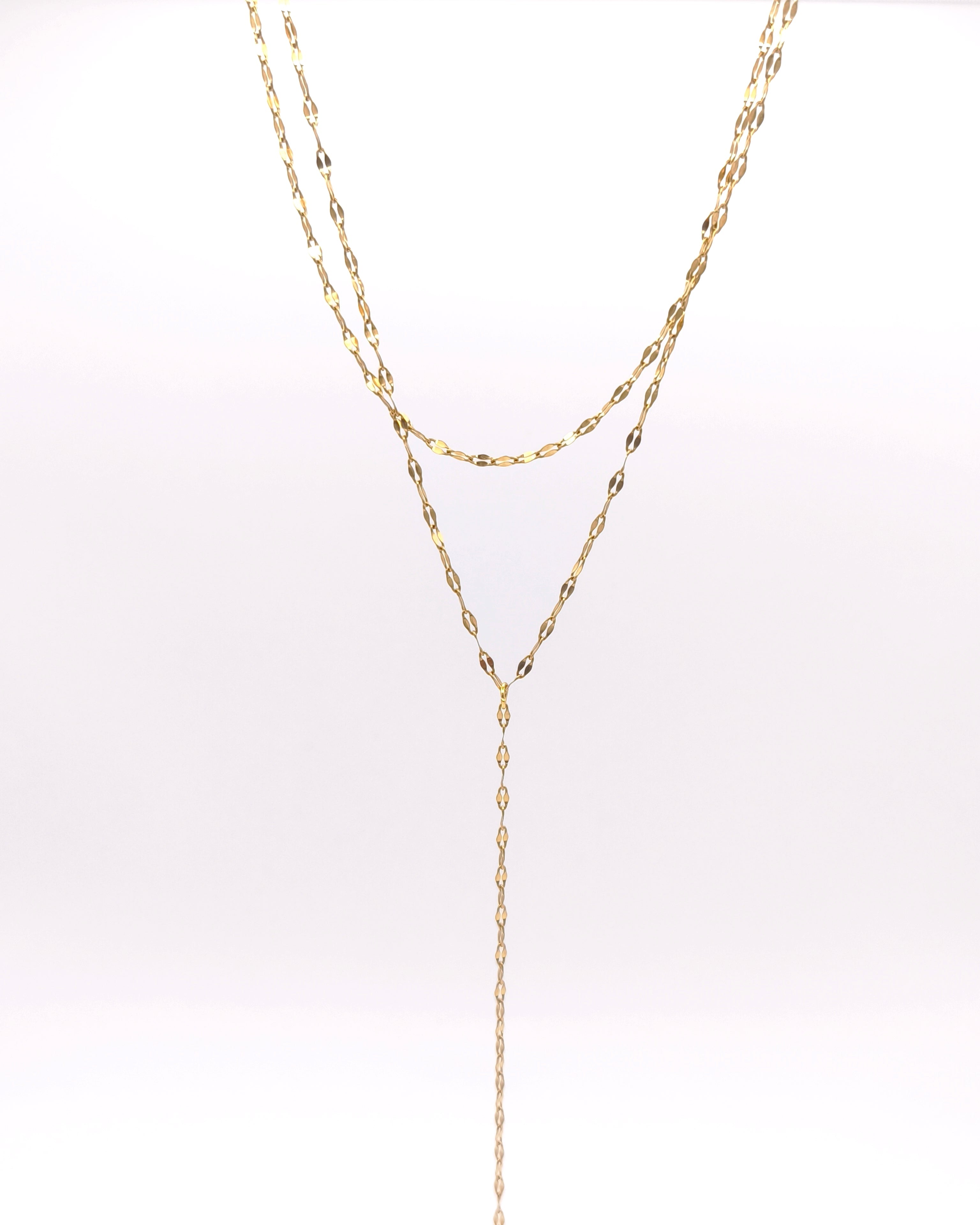 Souplesse - collier Y double maille pépite présentation