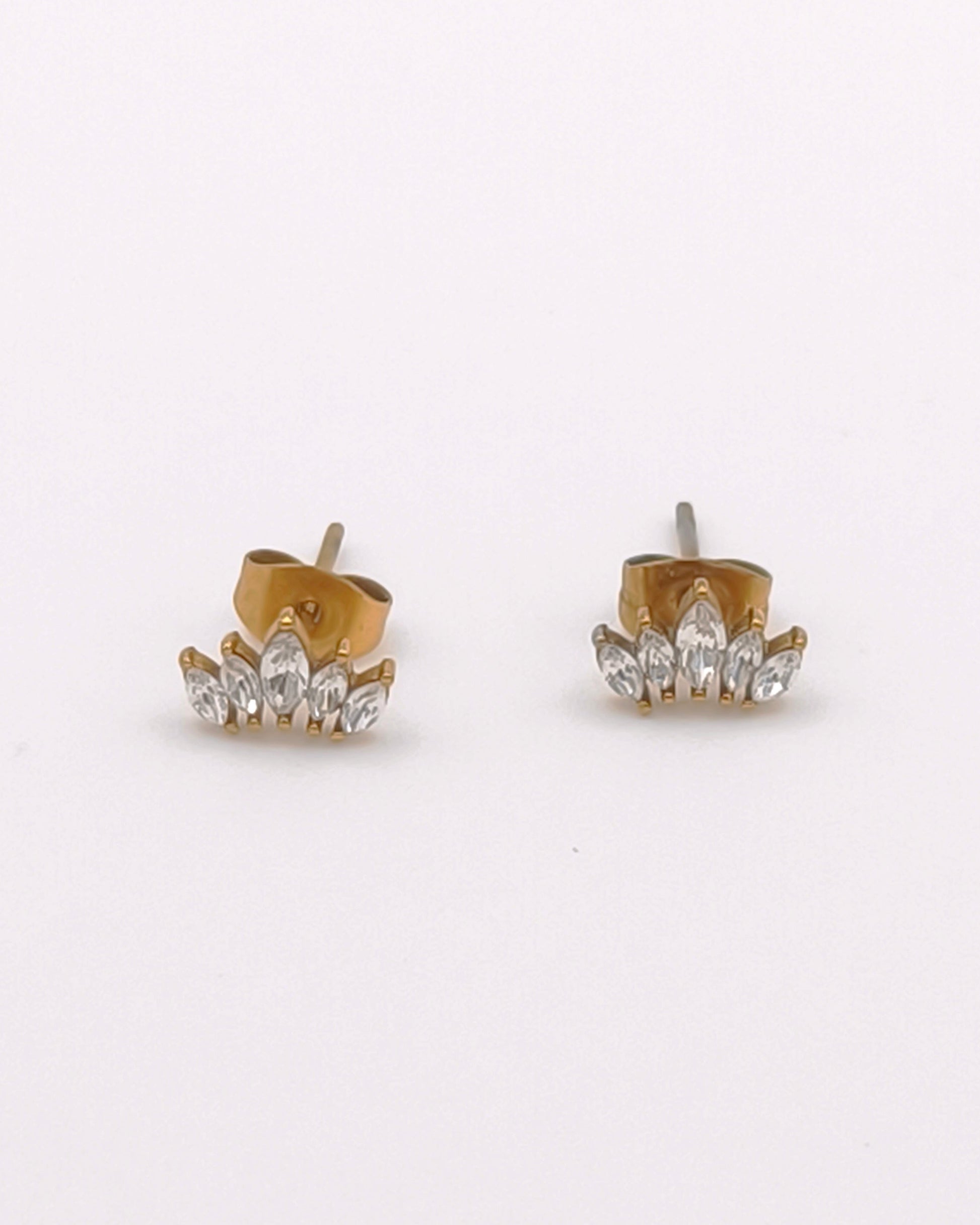 Wish - boucles d'oreilles clou 5 zircons ovales présentation