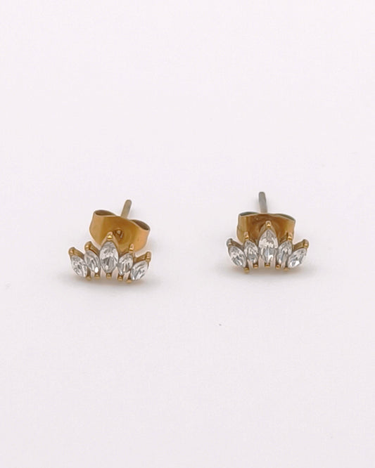 Wish - boucles d'oreilles clou 5 zircons ovales présentation