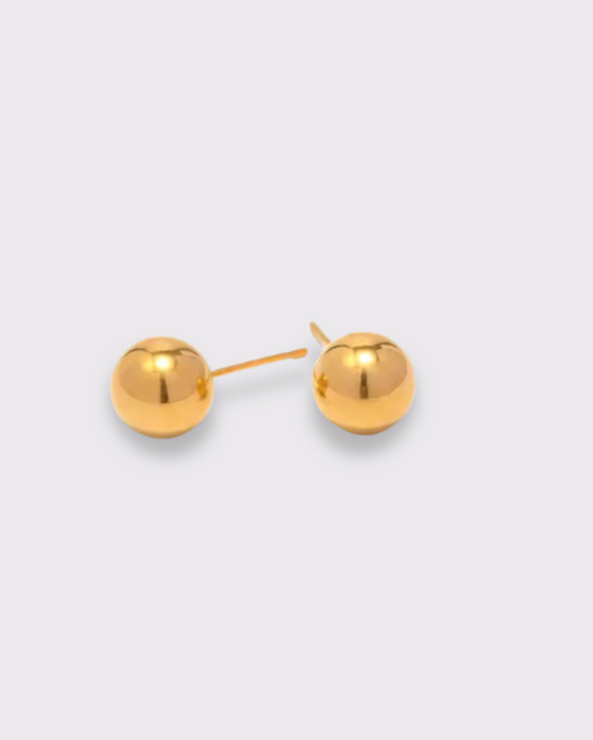 Photo des boucles d'oreilles Ballet, boucles puce boule ronde pleine doré