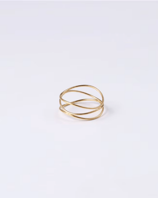 photo Bague triple fine doré fond gris clair