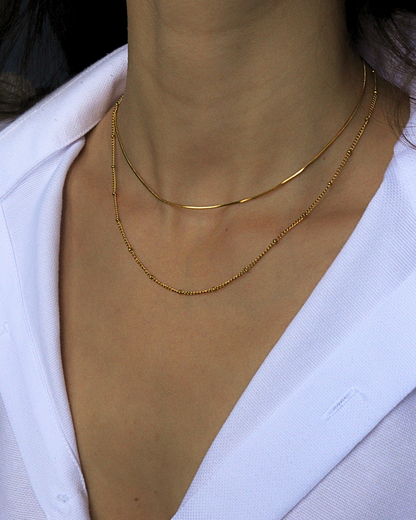 Peace | Collier double mailles satellite et serpentine ronde
