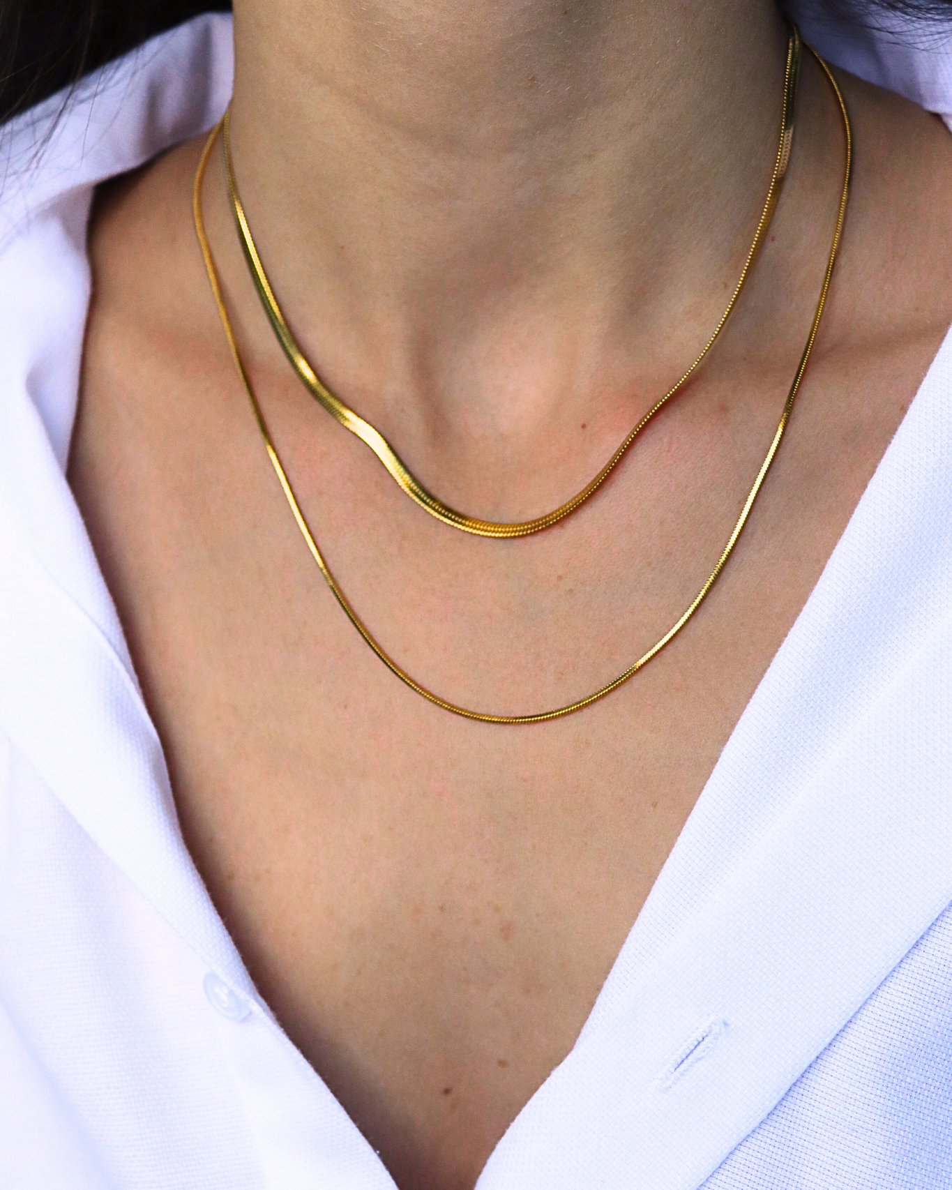 Glory | Collier double maille serpentine plate et ronde